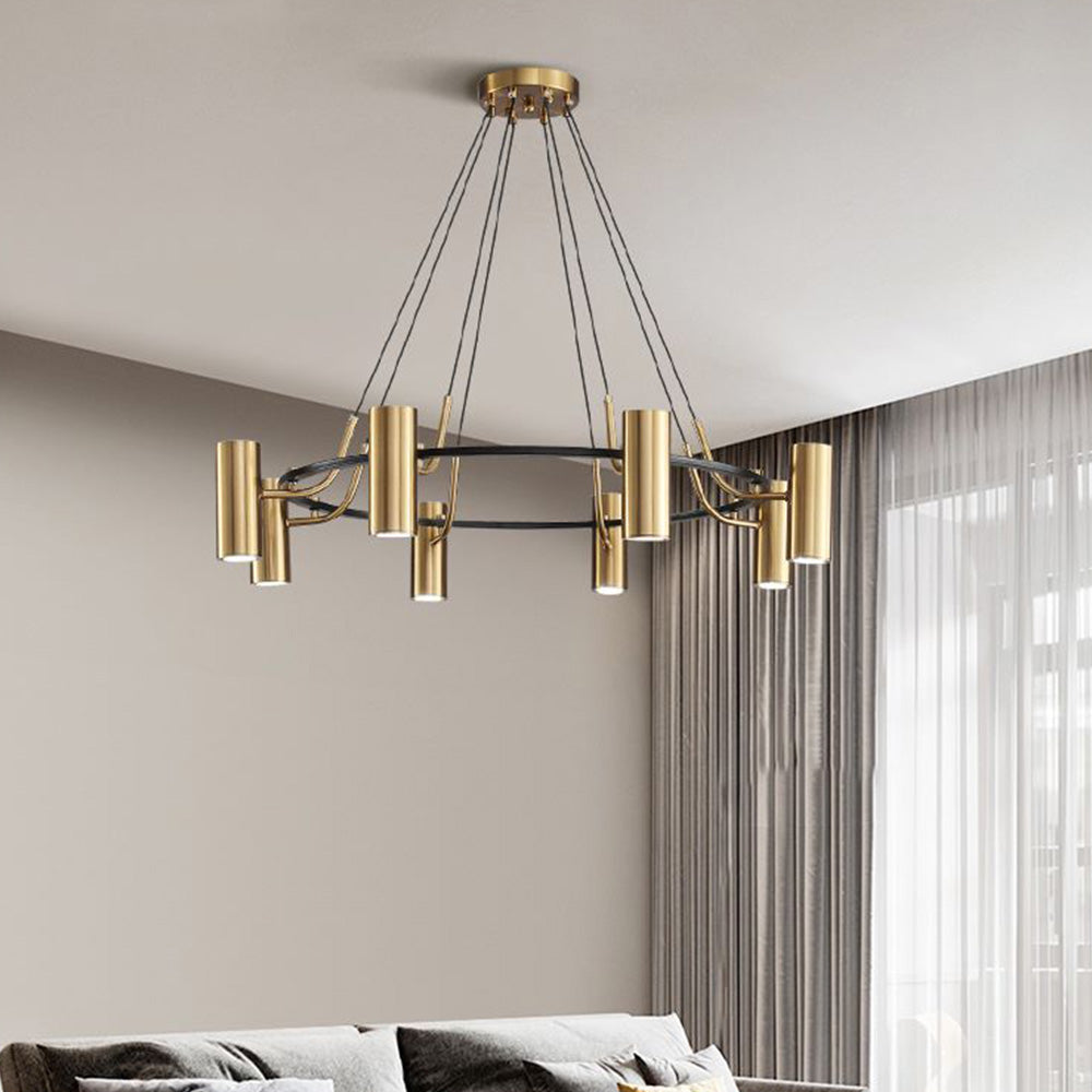 Circular Gold Chandelier - Mid-Century Elegance