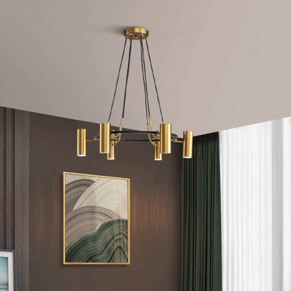 Circular Gold Chandelier - Mid-Century Elegance