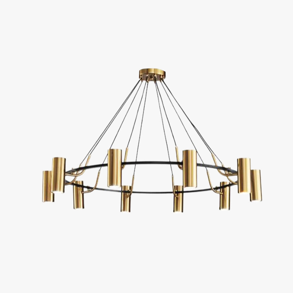 Circular Gold Chandelier - Mid-Century Elegance