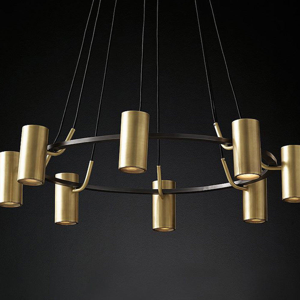 Circular Gold Chandelier - Mid-Century Elegance