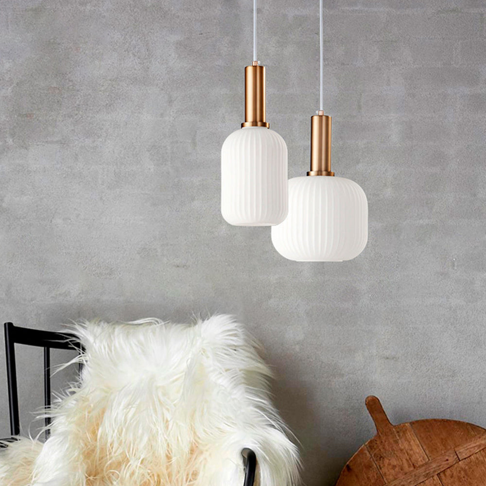 Coppery Pendant Light with Bubble Glass Shade