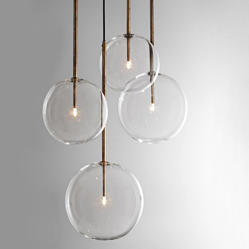 Gold Bubble Pendant Light & Clear Glass Shade