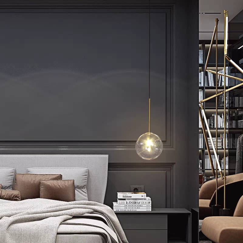 Gold Bubble Pendant Light & Clear Glass Shade