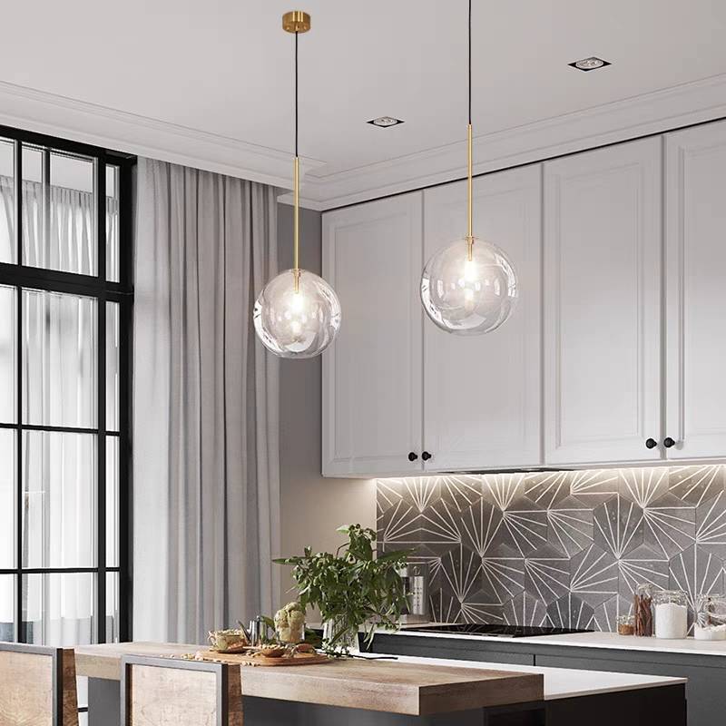 Gold Bubble Pendant Light & Clear Glass Shade
