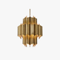 Gold Drum Chandelier with Mid-Century Flair