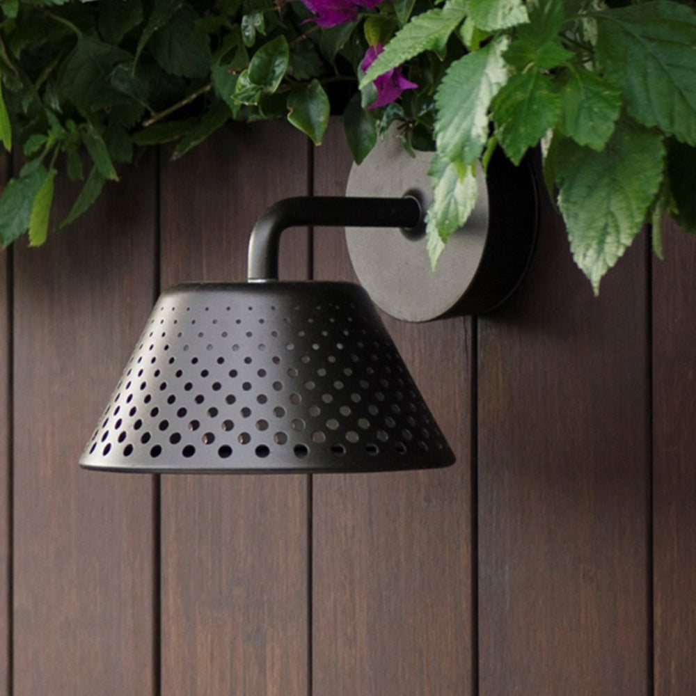 Industrial Perforated Outdoor Wall Lamp – Waterproof Metal Sconce