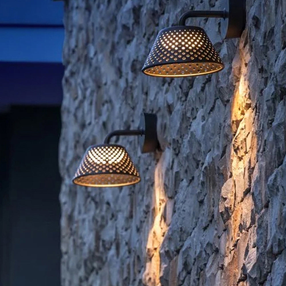 Industrial Perforated Outdoor Wall Lamp – Waterproof Metal Sconce