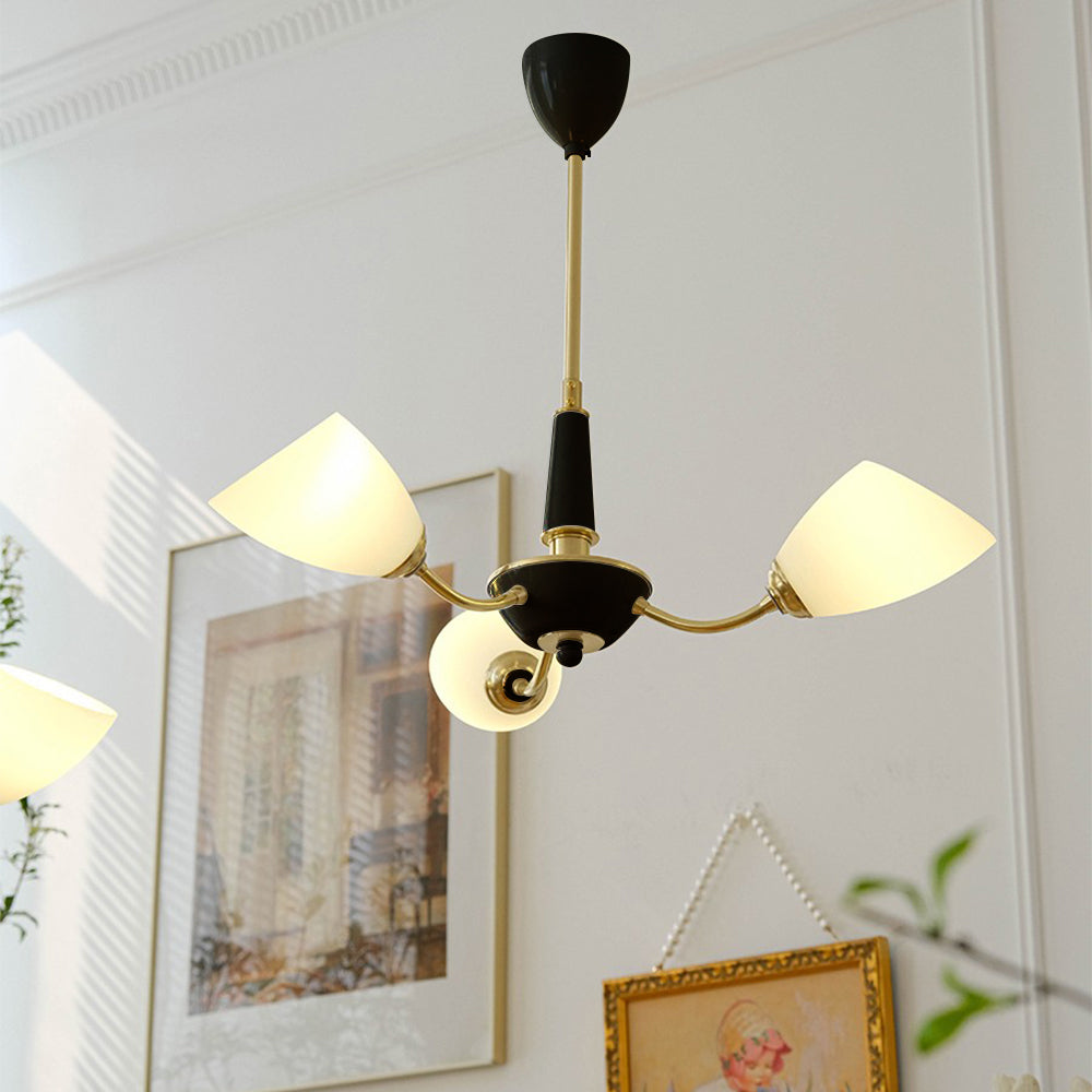 Mid-Century Modern Chandelier with Gold Accents