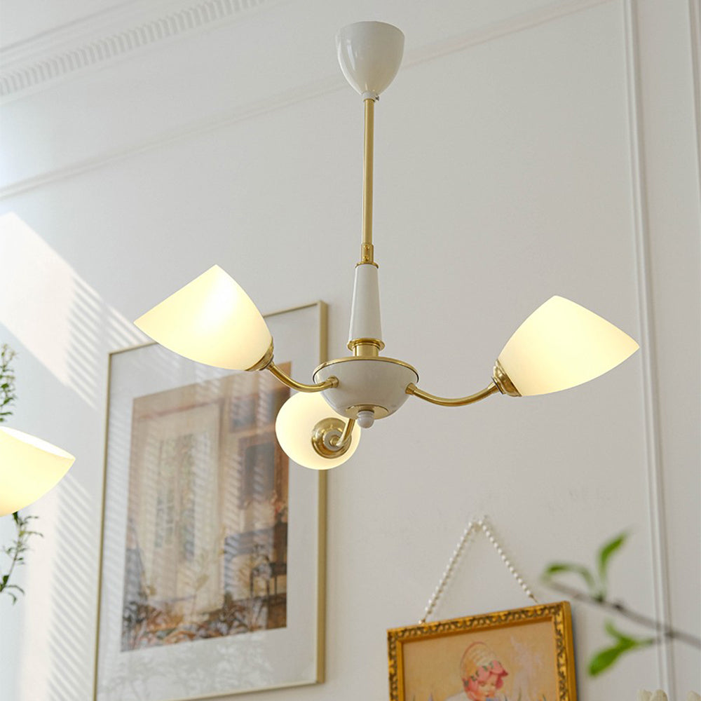 Mid-Century Modern Chandelier with Gold Accents