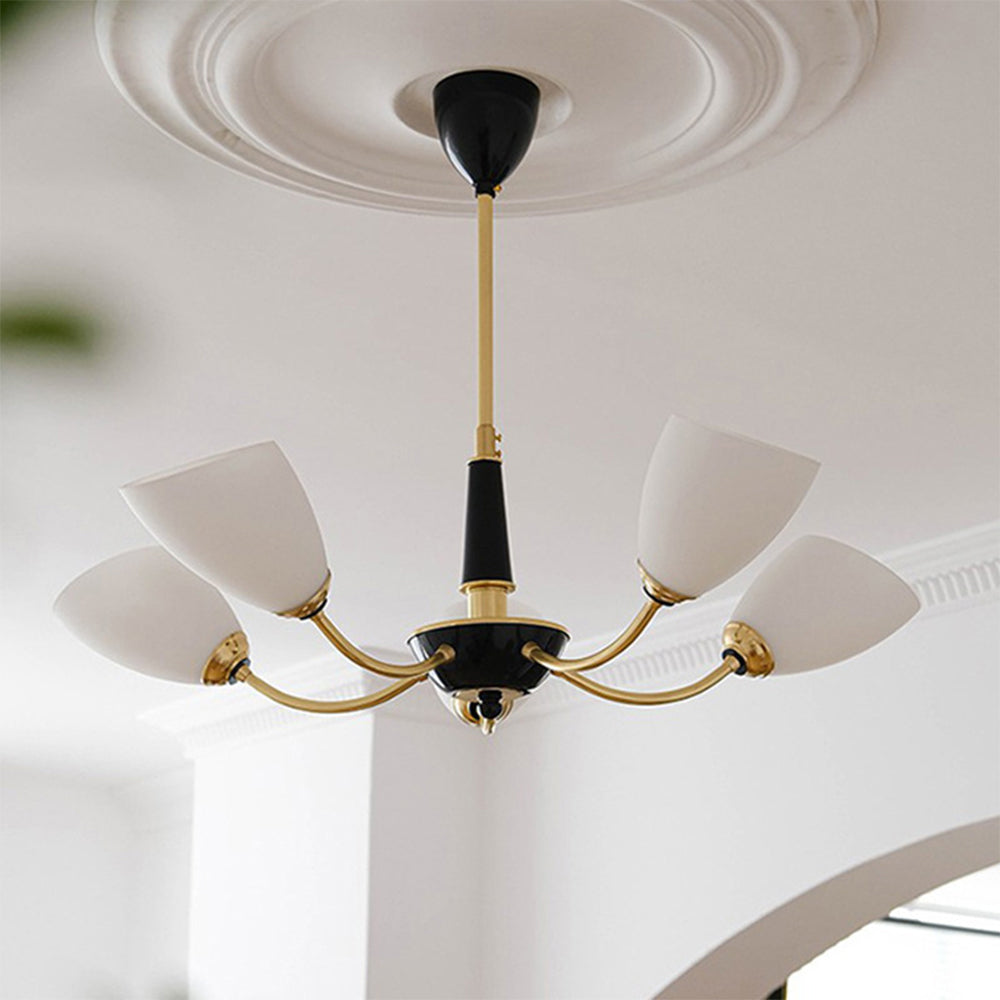Mid-Century Modern Chandelier with Gold Accents