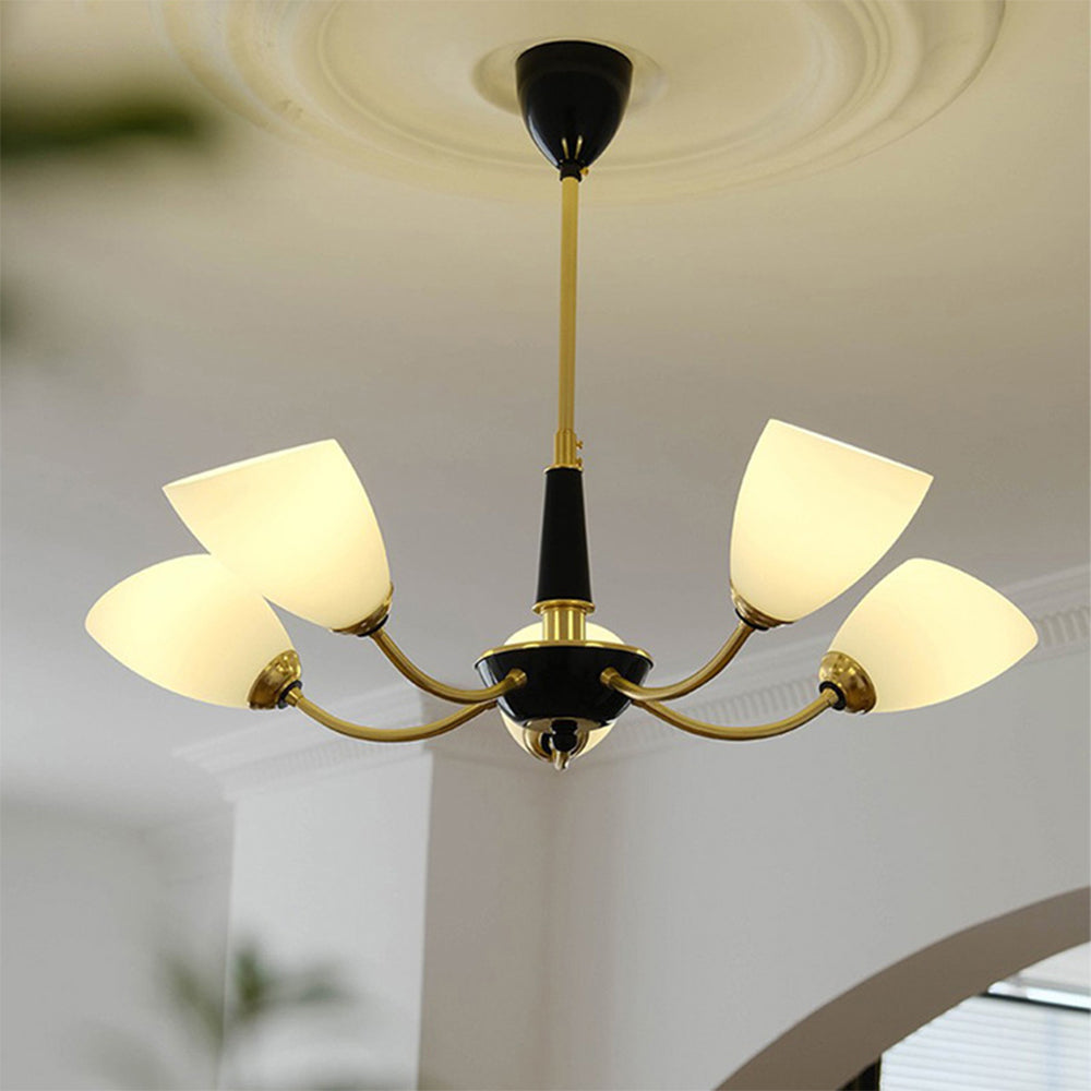 Mid-Century Modern Chandelier with Gold Accents