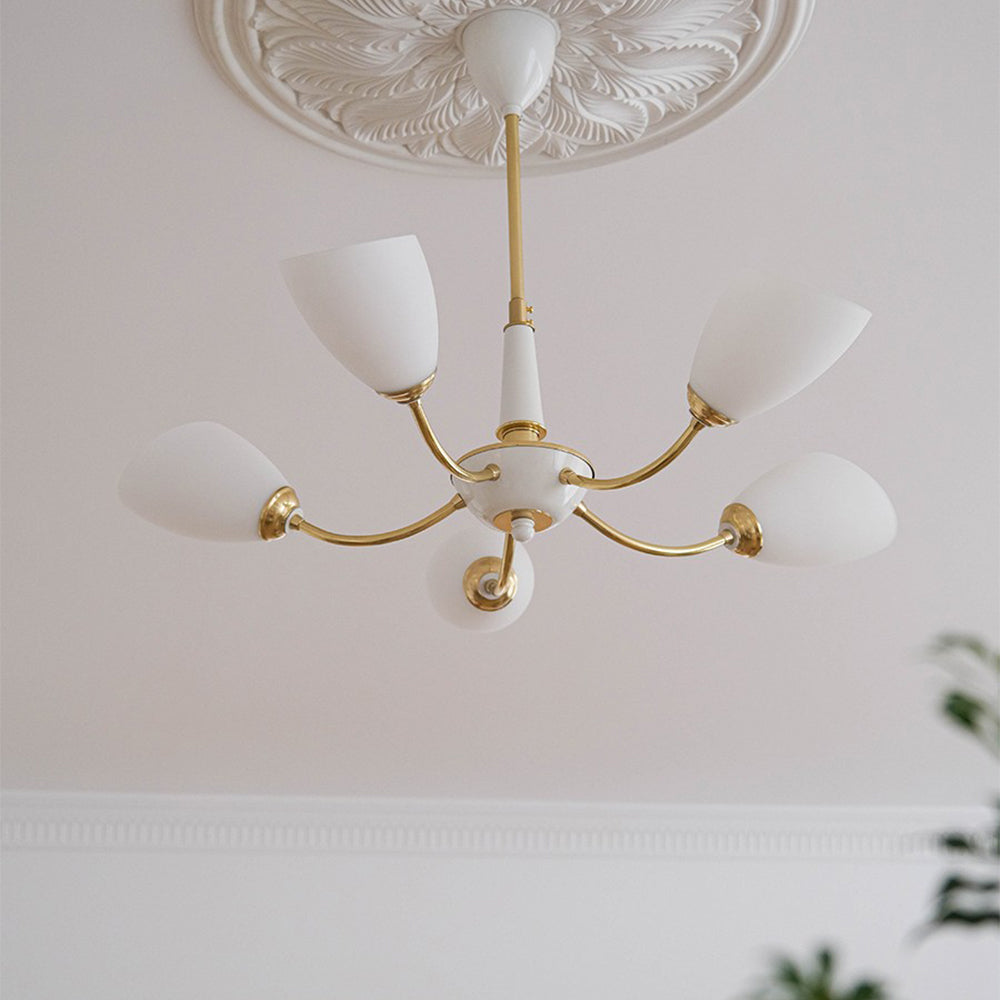 Mid-Century Modern Chandelier with Gold Accents