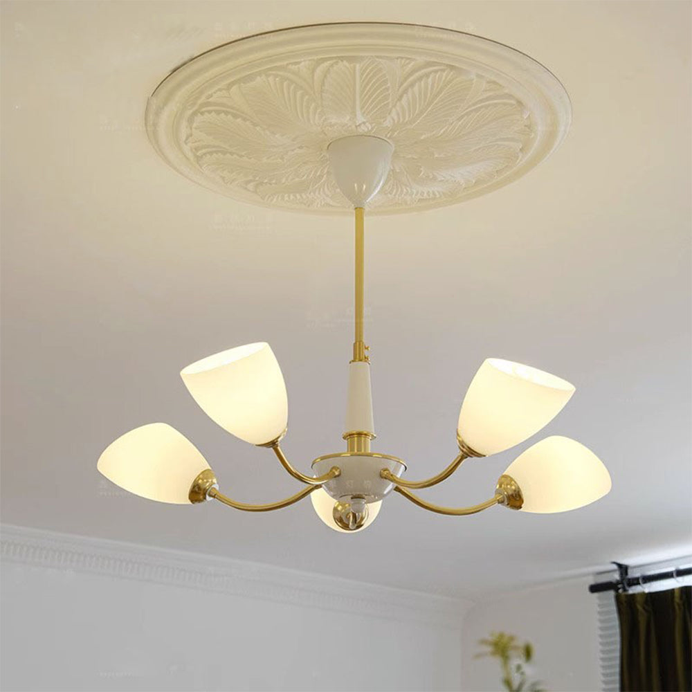 Mid-Century Modern Chandelier with Gold Accents