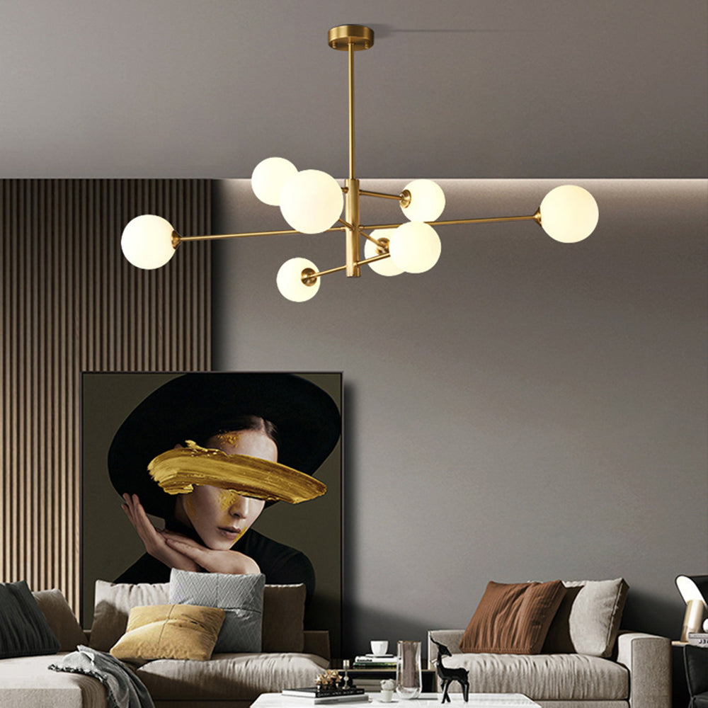 Mid-Century Chandelier – Adjustable Glass Shades