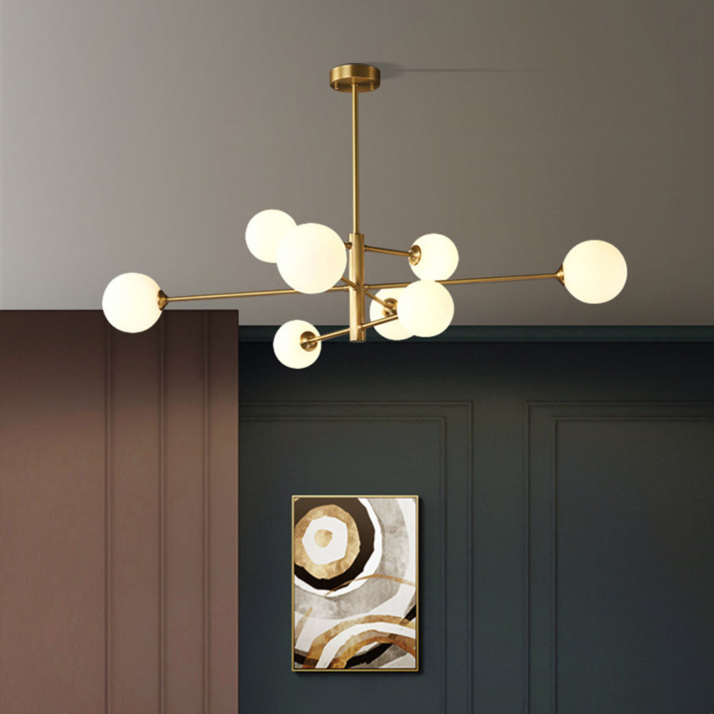 Mid-Century Chandelier – Adjustable Glass Shades
