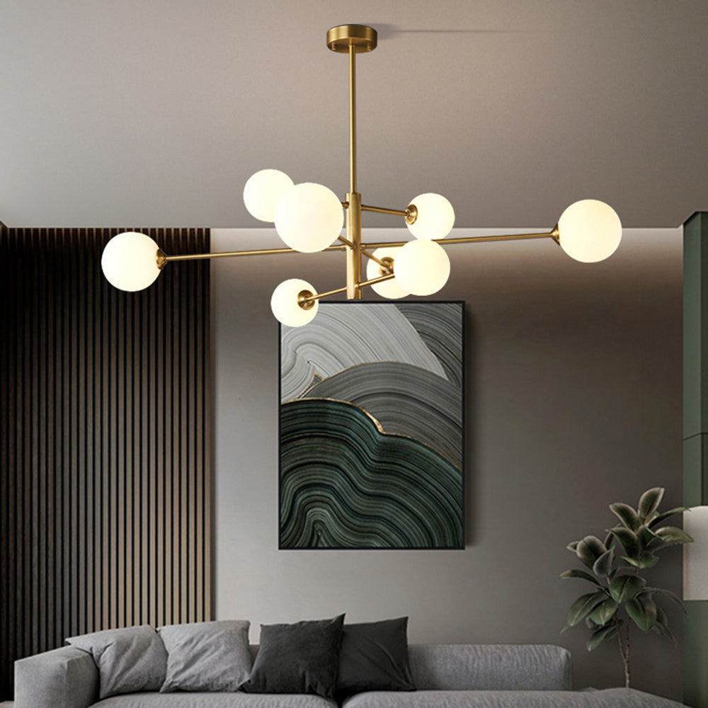 Mid-Century Chandelier – Adjustable Glass Shades