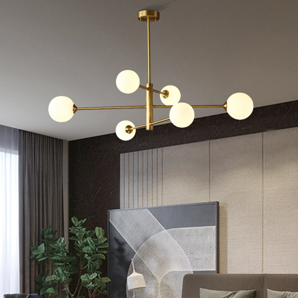 Mid-Century Chandelier – Adjustable Glass Shades