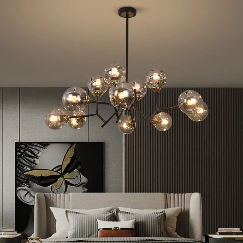Mid-Century Chandelier & Smoked Gray Accents