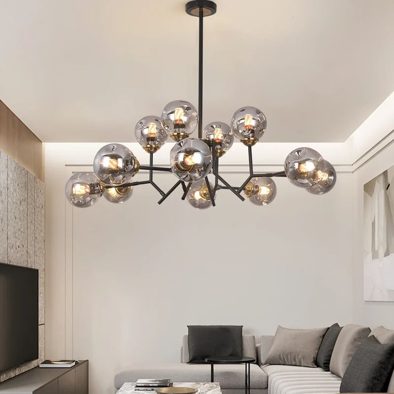 Mid-Century Chandelier & Smoked Gray Accents