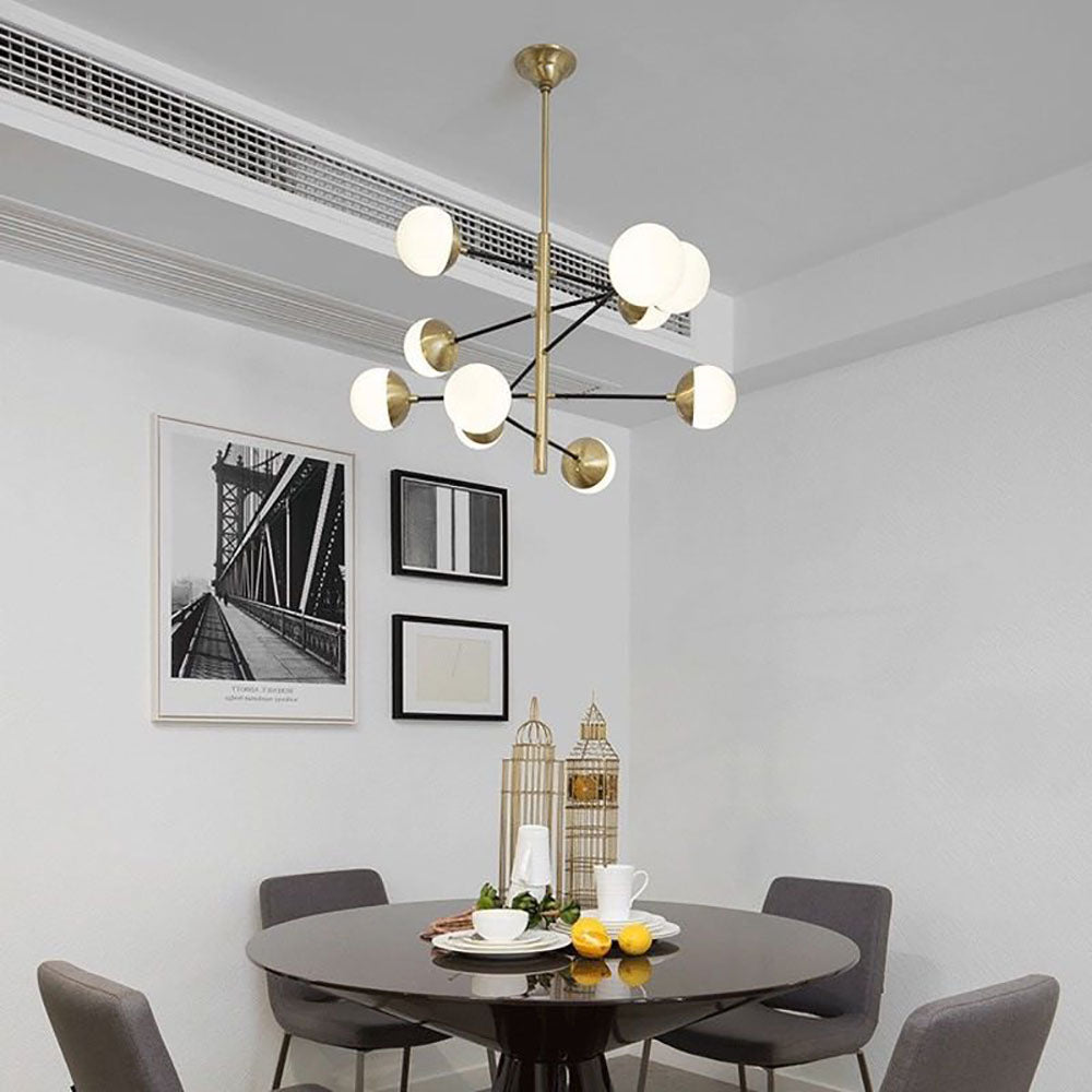 Mid-Century Chandelier with Spherical Glass Shades