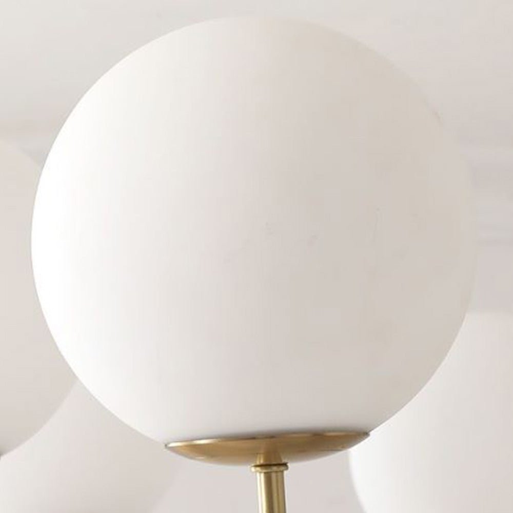 Mid-Century Gold Chandelier with Spherical Shades