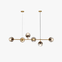 Mid-Century Gold Pendant Light with Spherical Shades