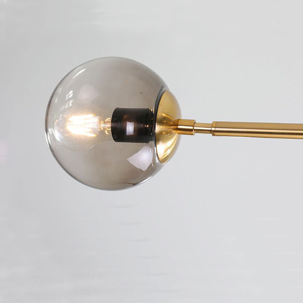 Mid-Century Gold Pendant Light with Spherical Shades