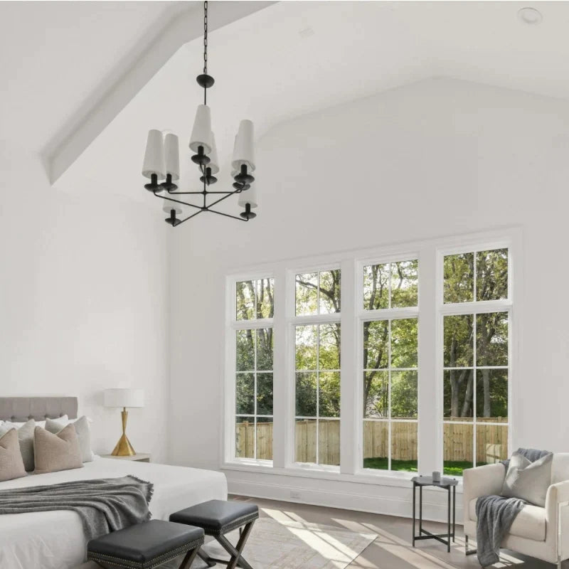 Mid-Century Modern Chandelier & Cylindrical Shades