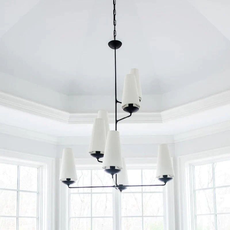 Mid-Century Modern Chandelier & Cylindrical Shades