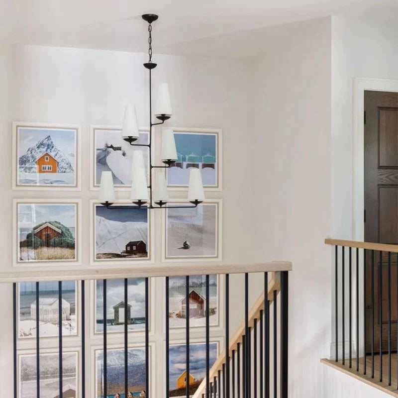 Mid-Century Modern Chandelier & Cylindrical Shades