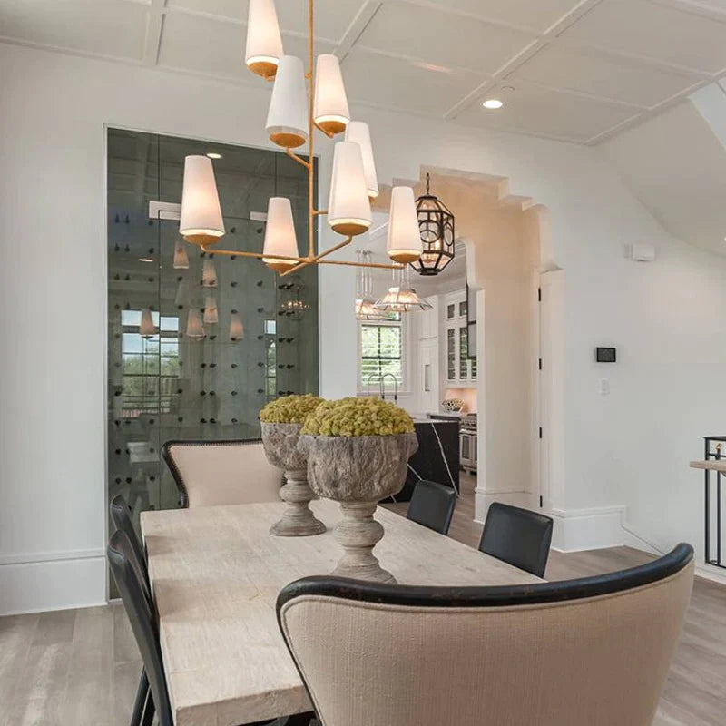 Mid-Century Modern Chandelier & Cylindrical Shades