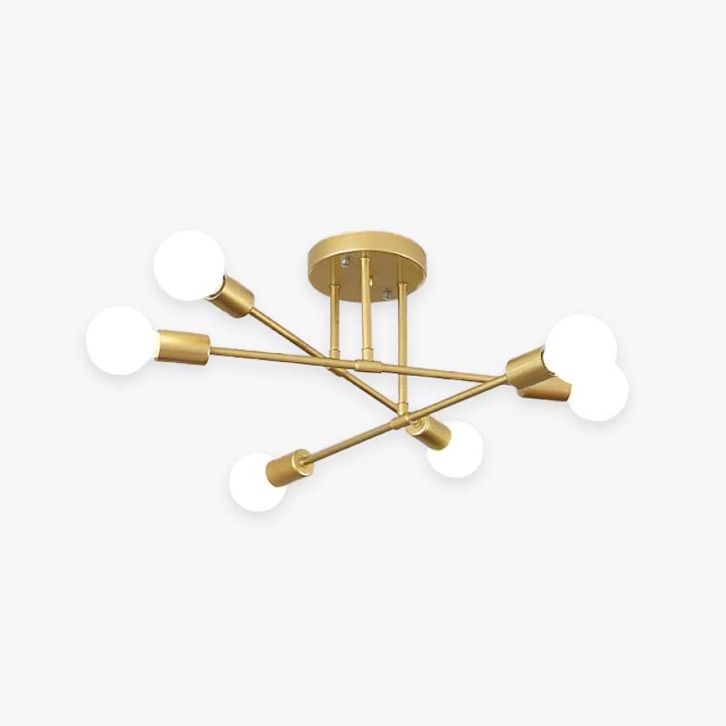 Mid-Century Modern Chandelier in Black & Gold