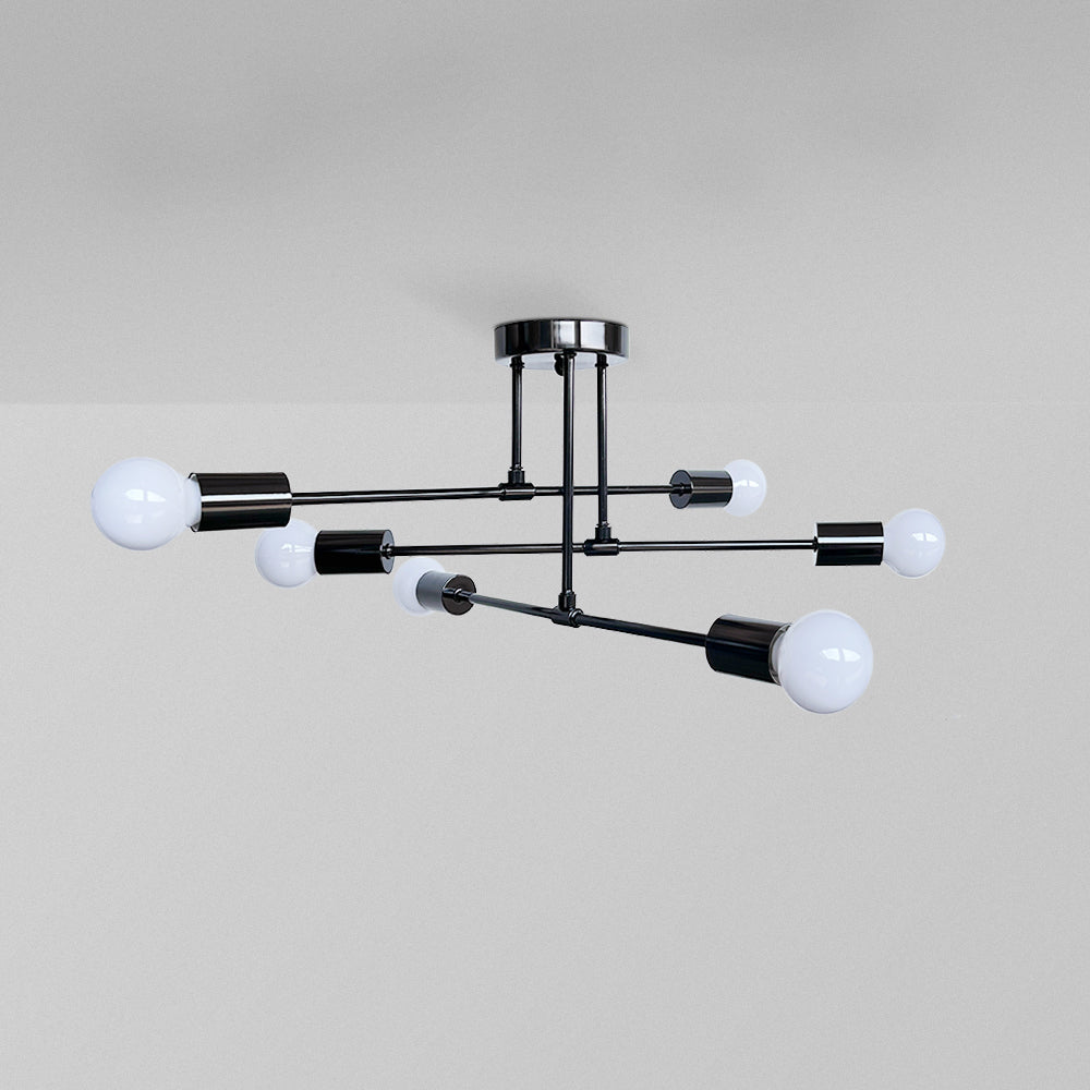 Mid-Century Modern Chandelier in Black & Gold