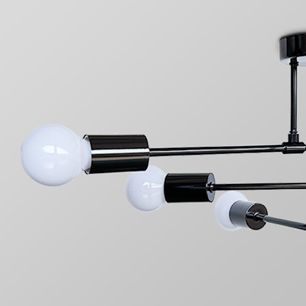 Mid-Century Modern Chandelier in Black & Gold