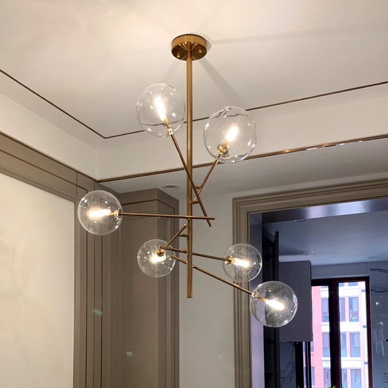 Mid-Century Modern Chandelier with Bubble Shades