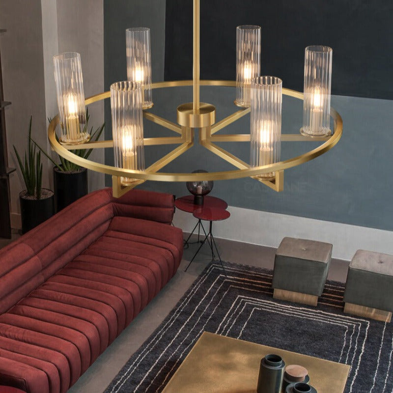 Mid-Century Modern Chandelier with Glass Cylinders
