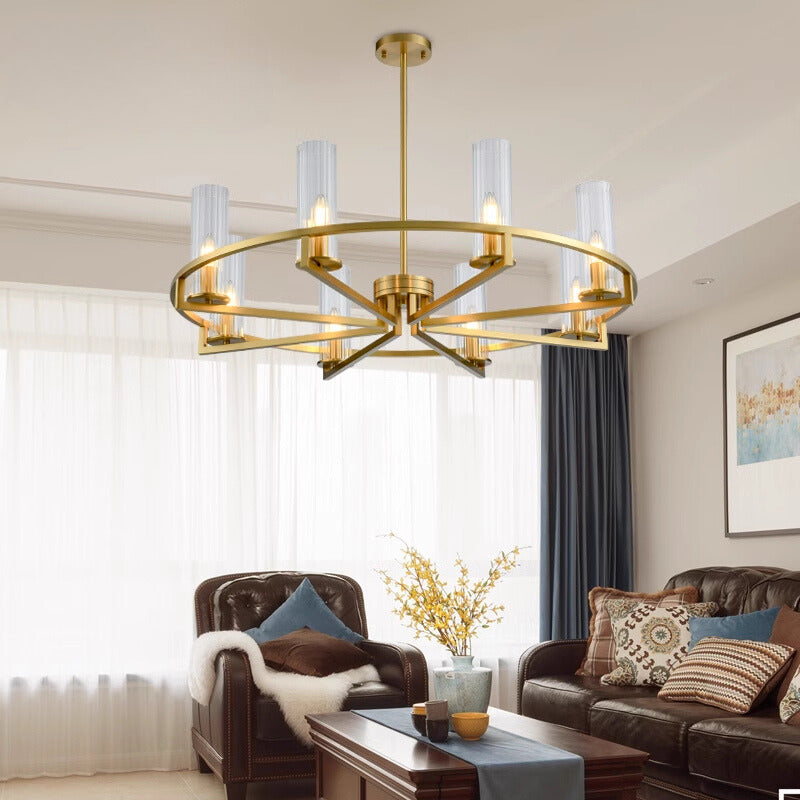 Mid-Century Modern Chandelier with Glass Cylinders