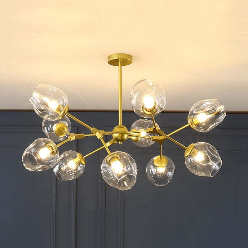 Mid-Century Modern Chandelier with Glass Shades