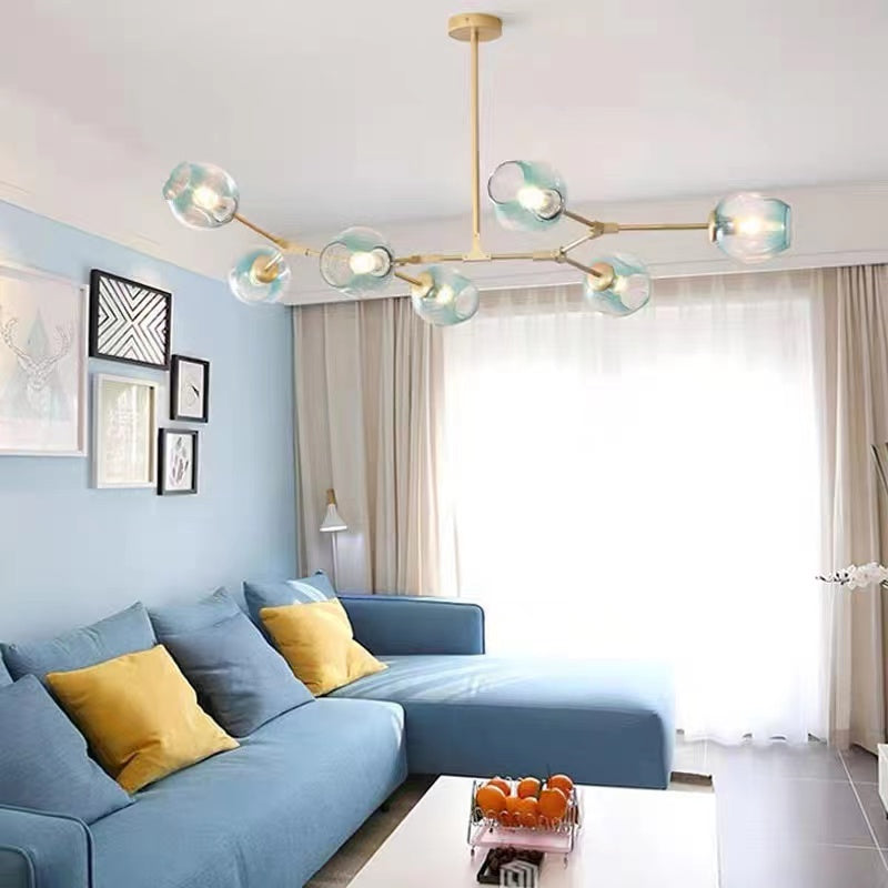 Mid-Century Modern Chandelier with Glass Shades