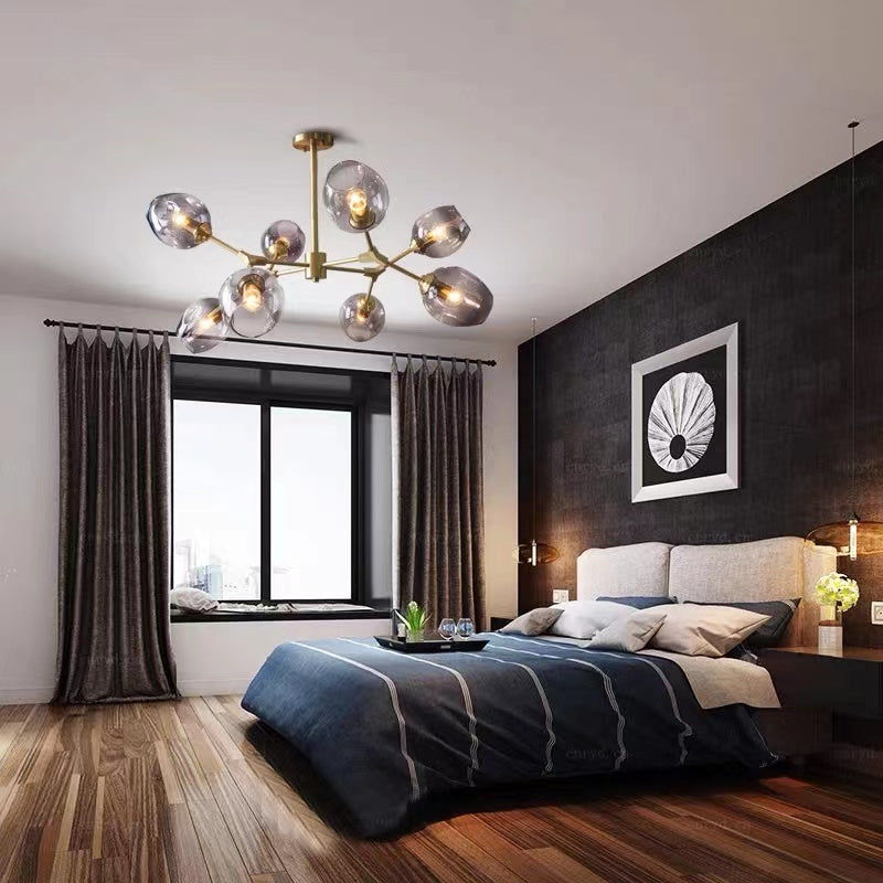 Mid-Century Modern Chandelier with Glass Shades