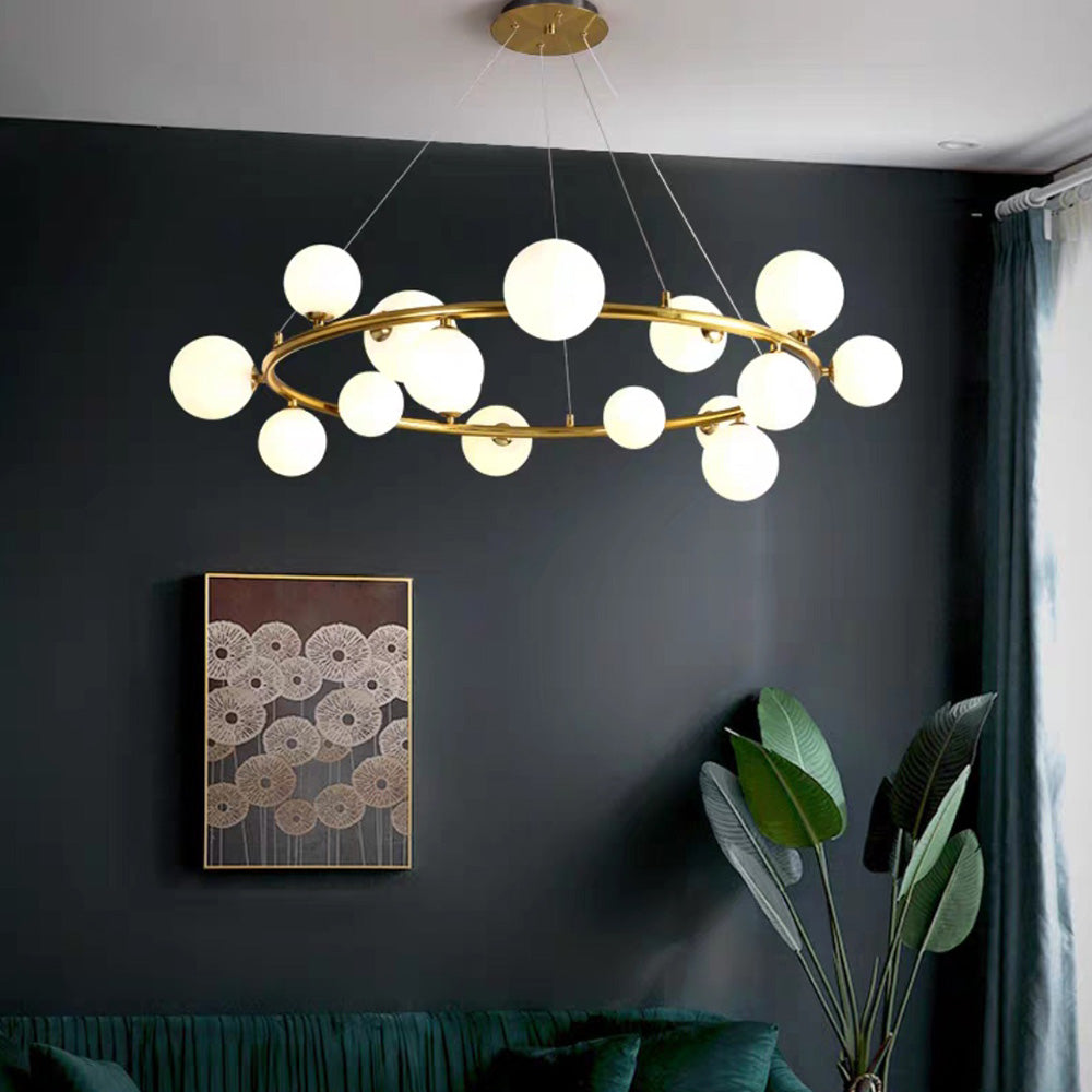 Mid-Century Modern Chandelier with Globe Shades