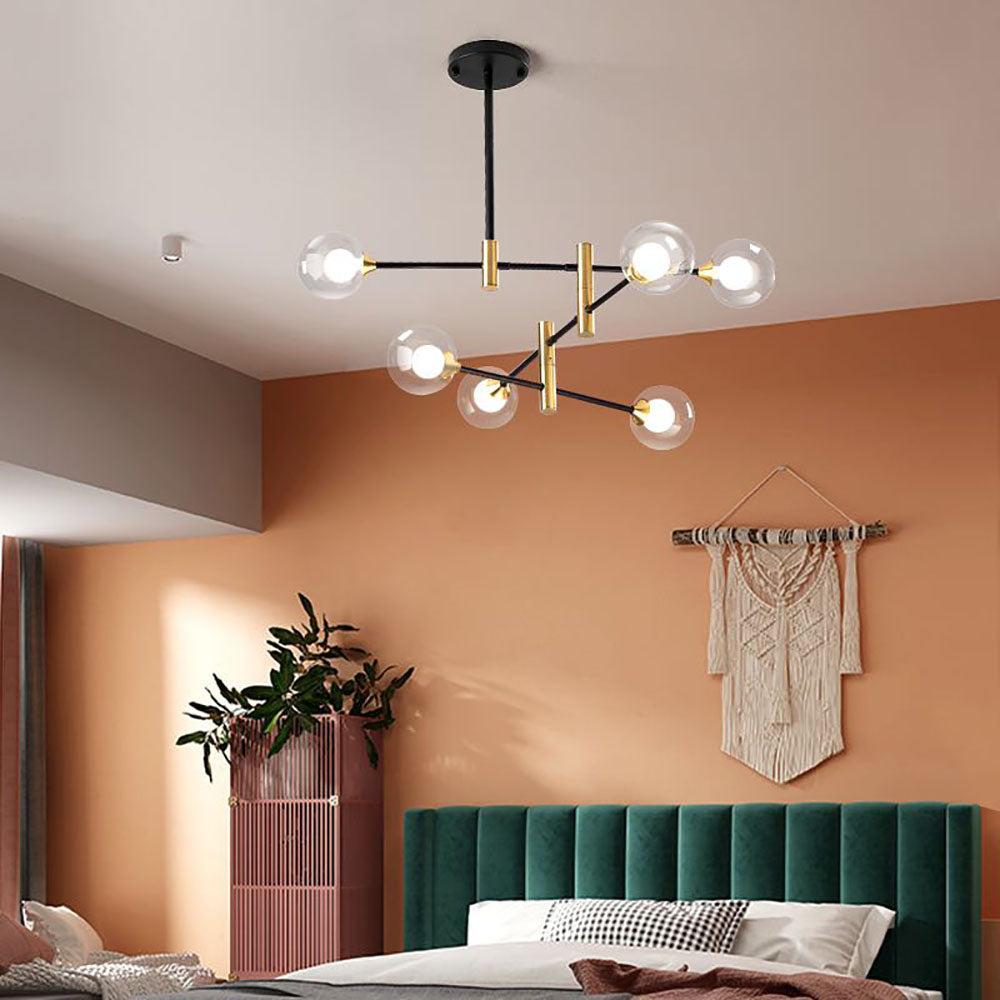 Mid-Century Modern Chandelier with Spherical Shades