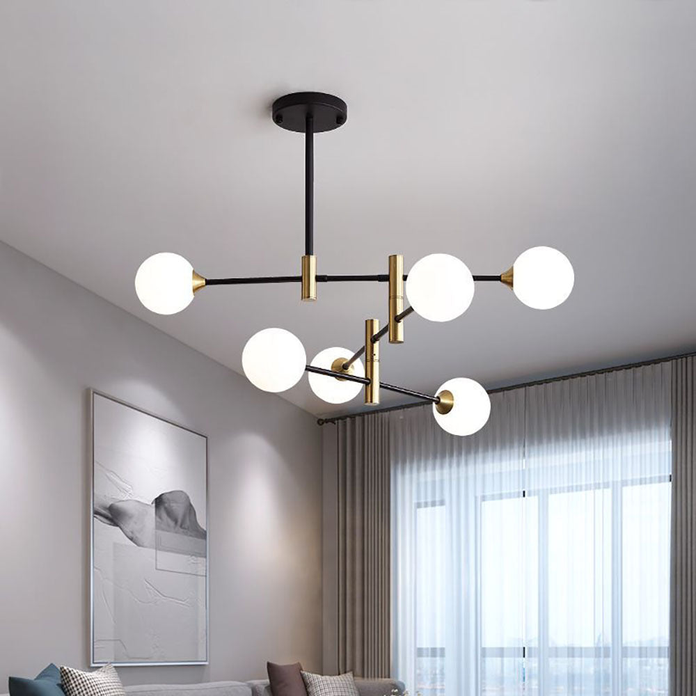 Mid-Century Modern Chandelier with Spherical Shades