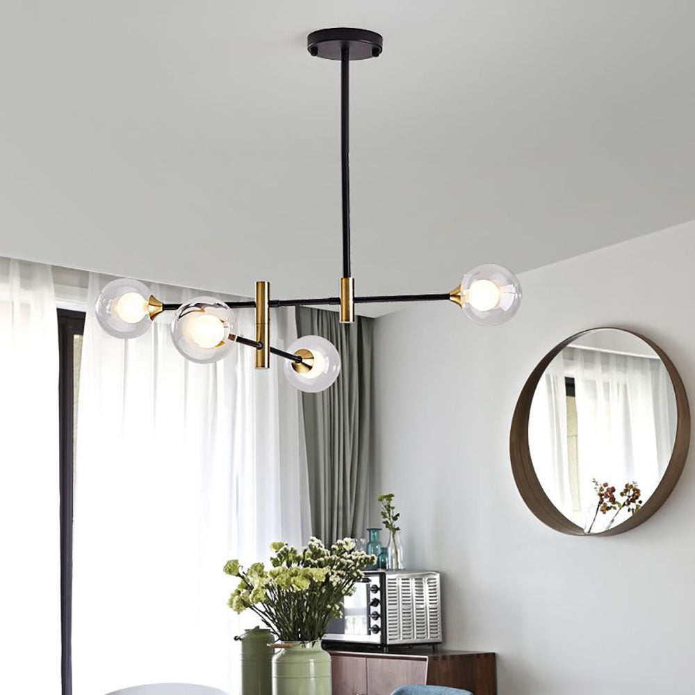 Mid-Century Modern Chandelier with Spherical Shades