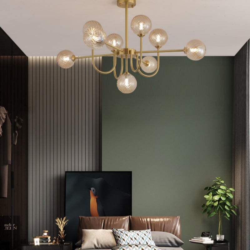 Mid-Century Modern Gold Chandelier – Symmetrical Design