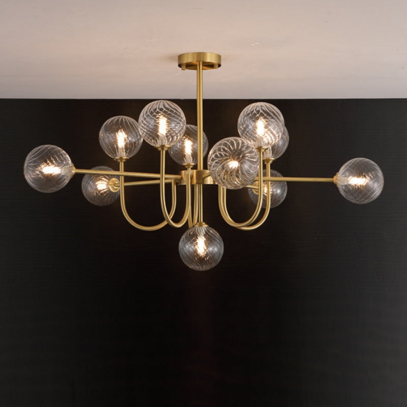 Mid-Century Modern Gold Chandelier – Symmetrical Design