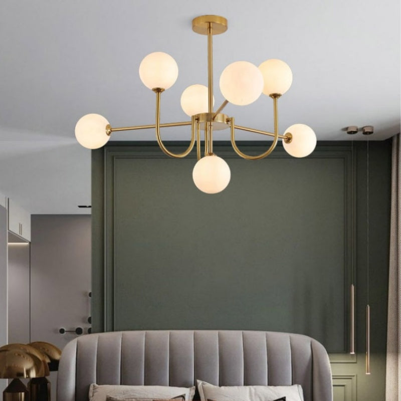 Mid-Century Modern Gold Chandelier – Symmetrical Design