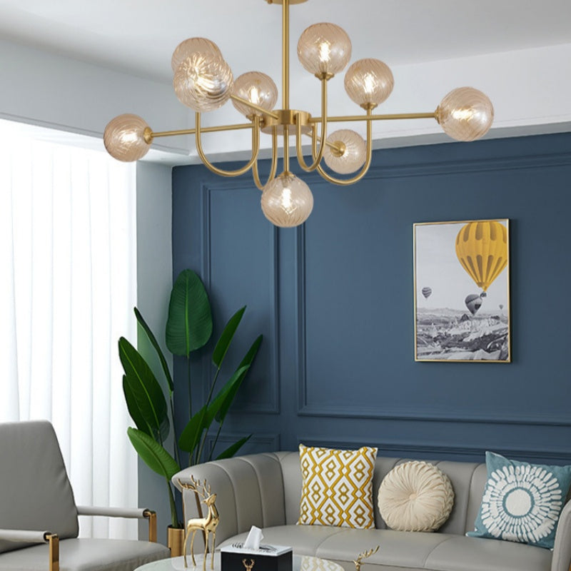 Mid-Century Modern Gold Chandelier – Symmetrical Design