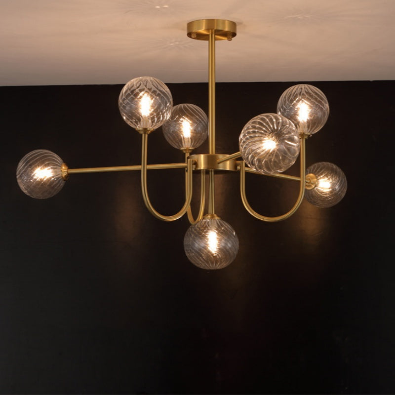 Mid-Century Modern Gold Chandelier – Symmetrical Design