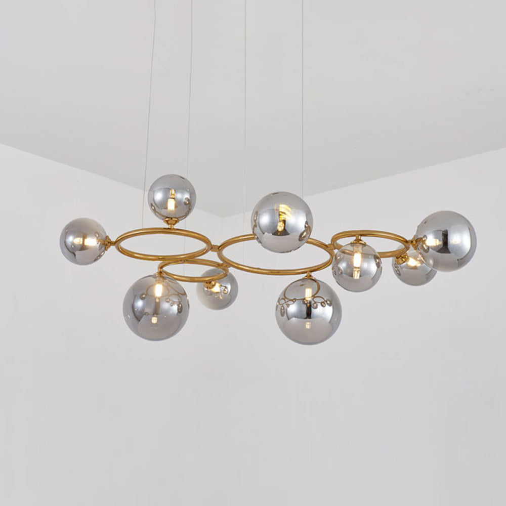 Mid-Century Modern LED Chandelier, Spherical Shades